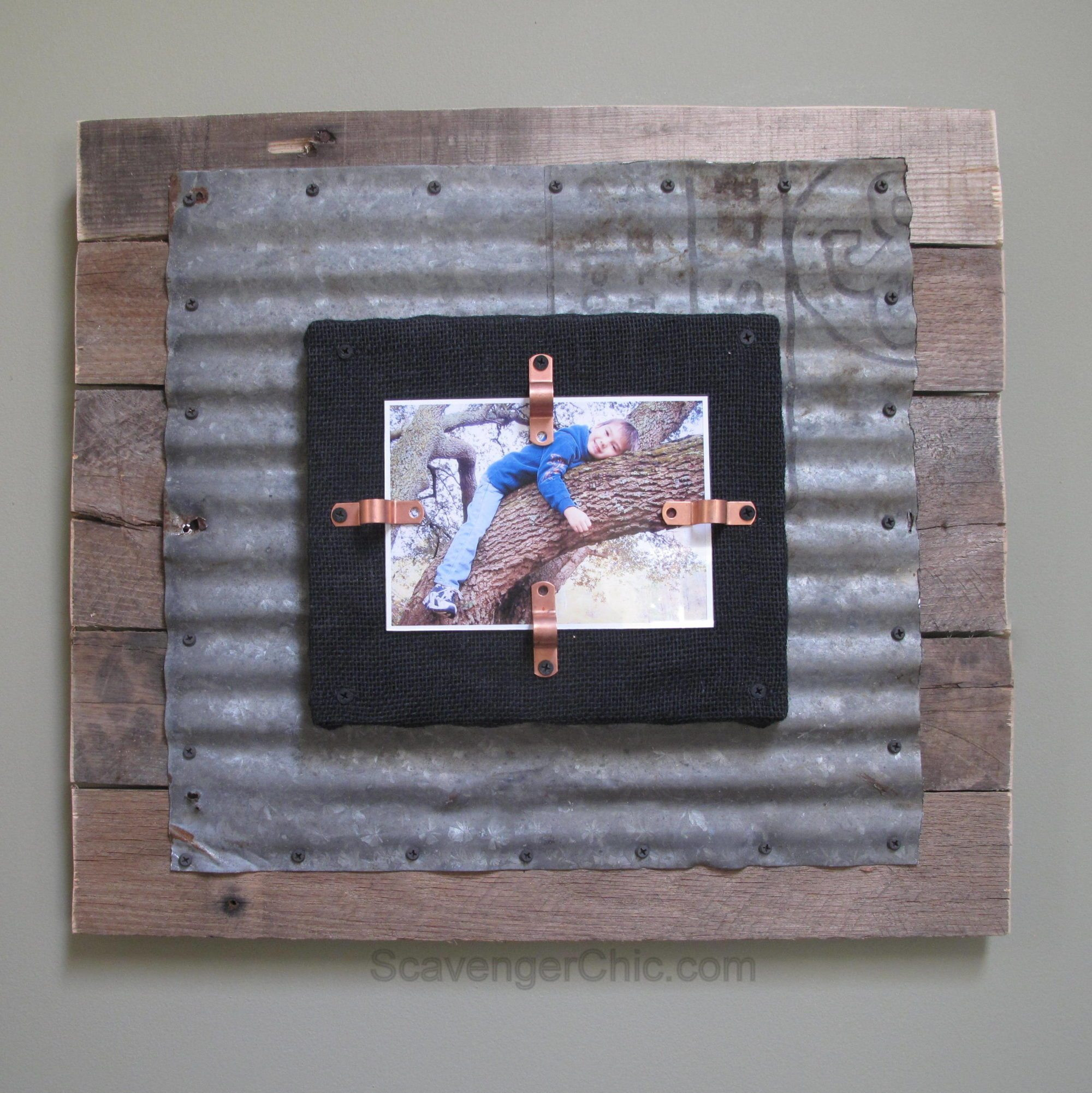 Wooden Picture Frame DIY
 Corrugated Tin and Pallet Wood Frame My Repurposed Life