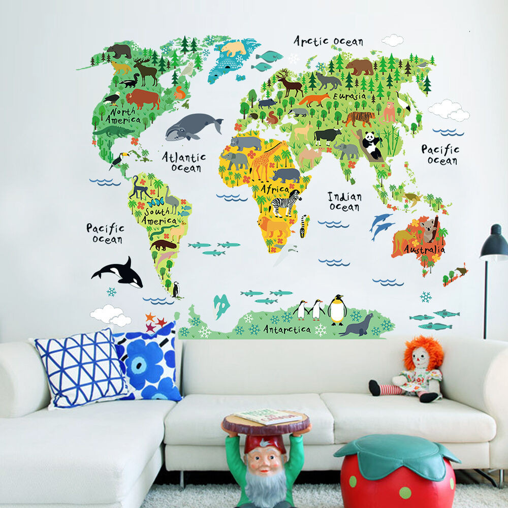 World Map For Kids Room
 Children Wall Sticker Bedroom Kids Baby Room Educational