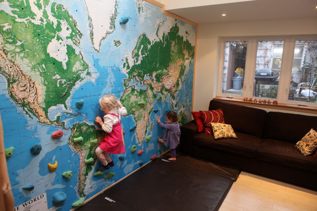 World Map For Kids Room
 Climbing wall world map mural Eclectic Kids