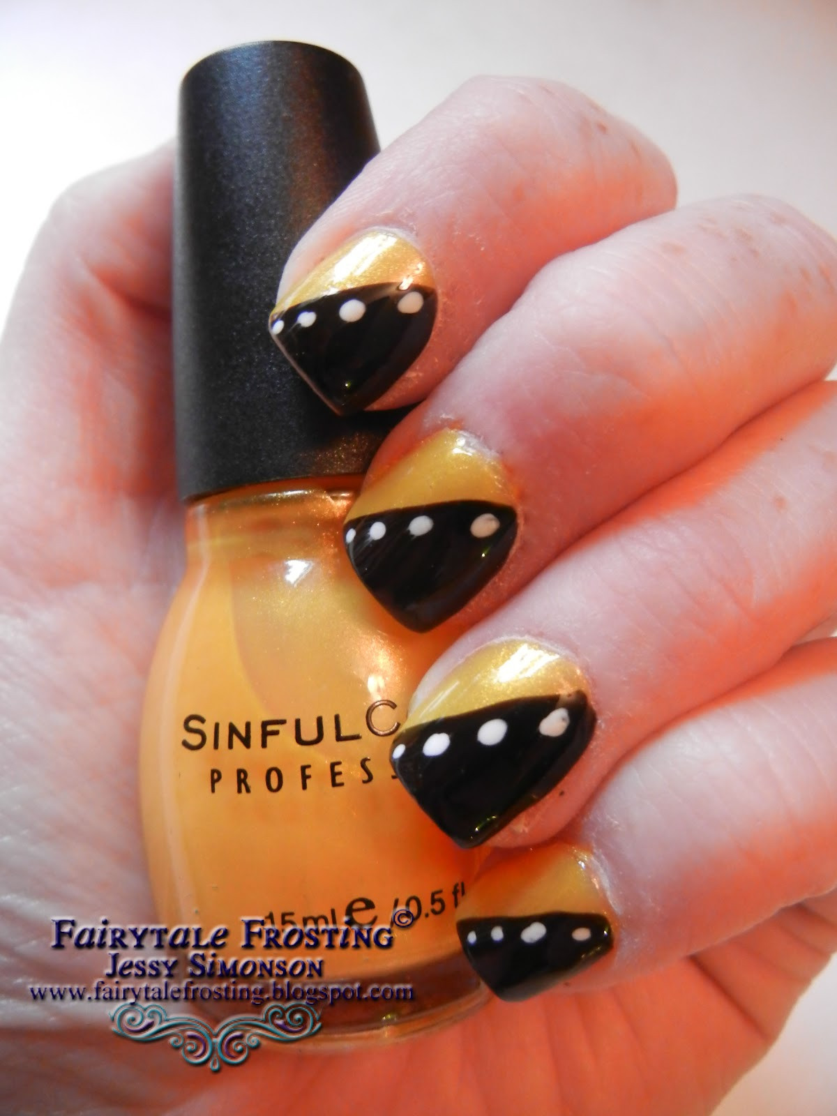 Yellow And Black Nail Art
 Fairytale Frosting Black Yellow and White Nail Art