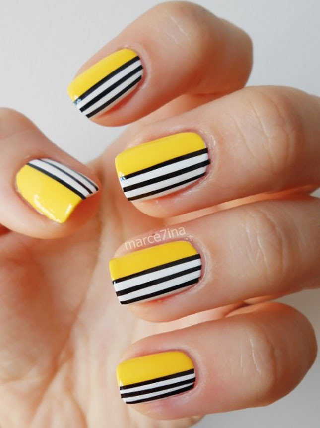 Yellow And Black Nail Art
 60 Latest Stripes Nail Art Design Ideas