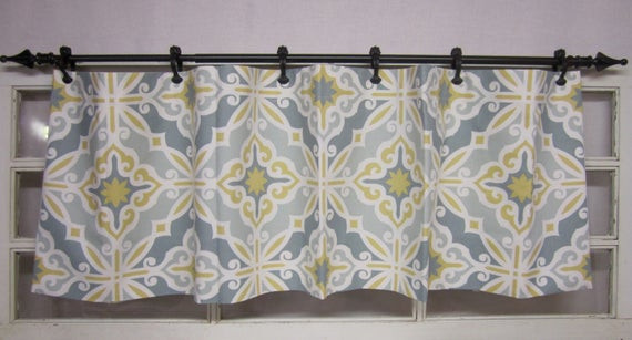 Yellow And Grey Kitchen Curtains
 Items similar to Valence curtain valance yellow grey