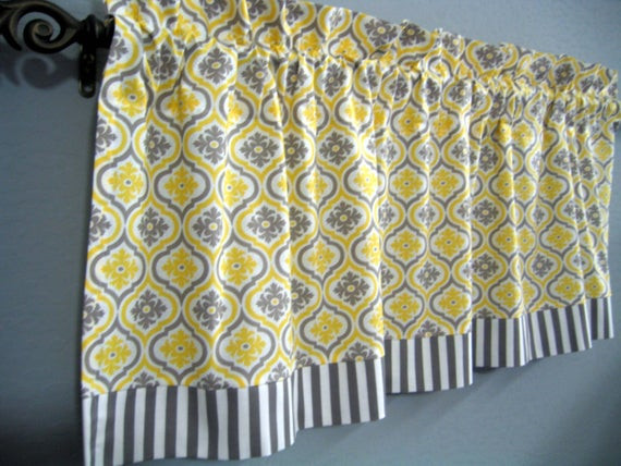 Yellow And Grey Kitchen Curtains
 Items similar to Yellow Gray White Geo Stripe Kitchen