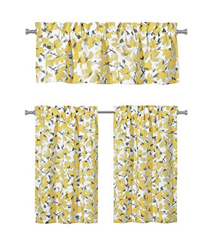 Yellow And Grey Kitchen Curtains
 Floral Yellow Grey Kitchen Curtains e 1 Valance and