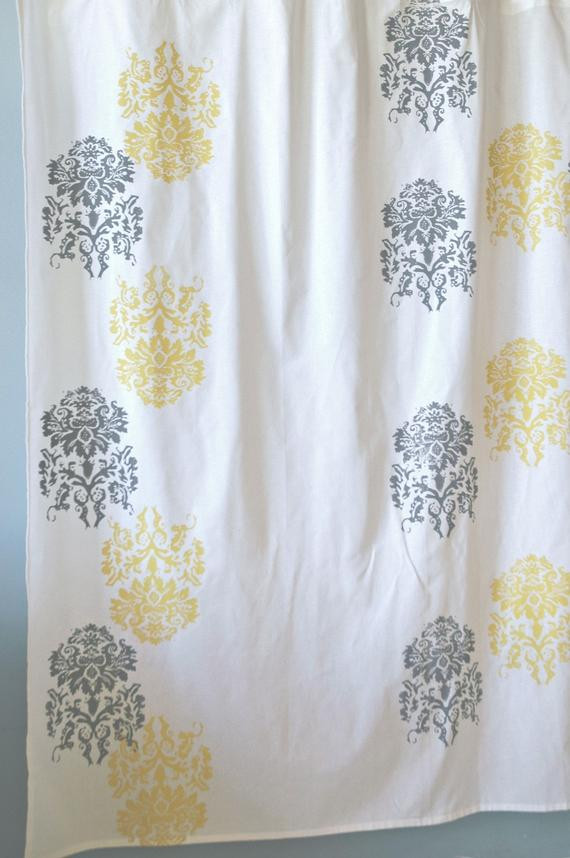 Yellow And Grey Kitchen Curtains
 Items similar to White Yellow and Grey Shower Curtain with