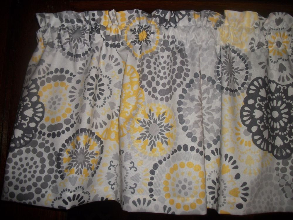 Yellow And Grey Kitchen Curtains
 Gray Yellow Circle Polka Dot retro waverly fabric kitchen