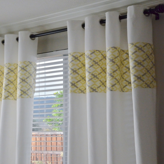 Yellow And Grey Kitchen Curtains
 White curtains with grey flowers yellow and gray chevron