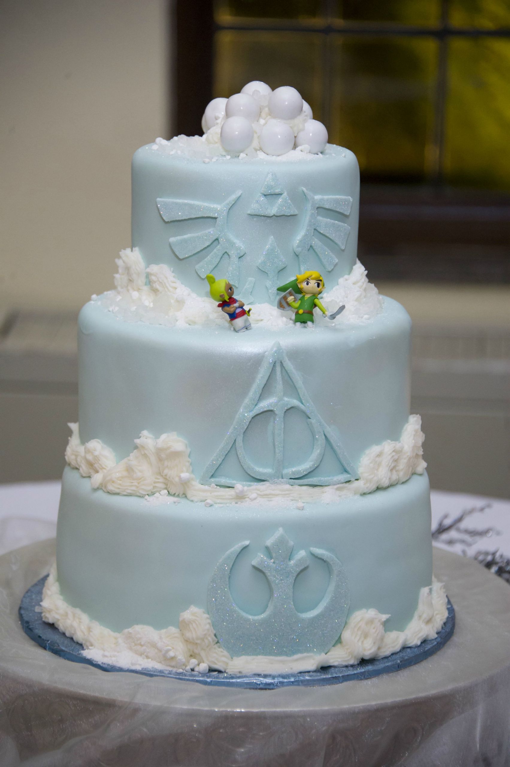 Zelda Themed Wedding
 8bit Zelda themed groom s "cake" my wife had made for our