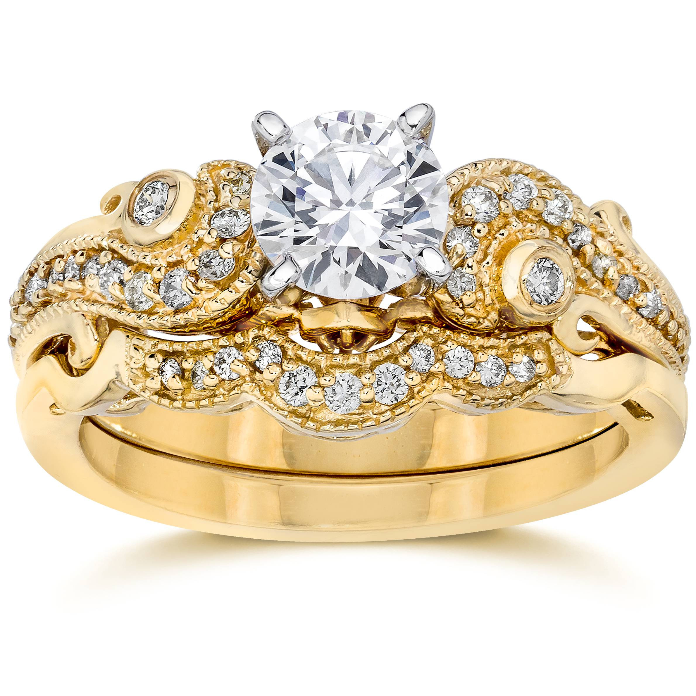 14k Gold Wedding Ring Sets
 Emery 3 4Ct Vintage Diamond Genuine Engagement Wedding