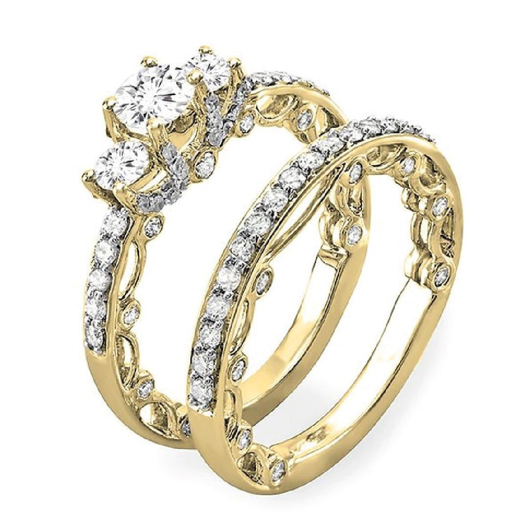 14k Gold Wedding Ring Sets
 1 65 Carat ctw 14k Gold Round Diamond La s Vintage