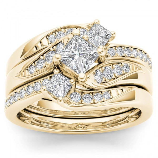 14k Gold Wedding Ring Sets
 Shop De Couer 14k Yellow Gold 1ct TDW Diamond Bridal Ring
