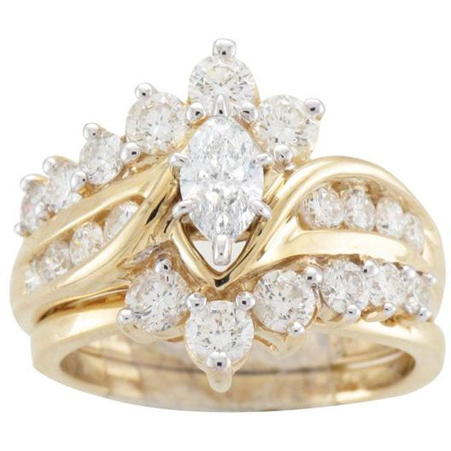 14k Gold Wedding Ring Sets
 14k Yellow Gold 2ct TDW Diamond Bridal Ring Set Free