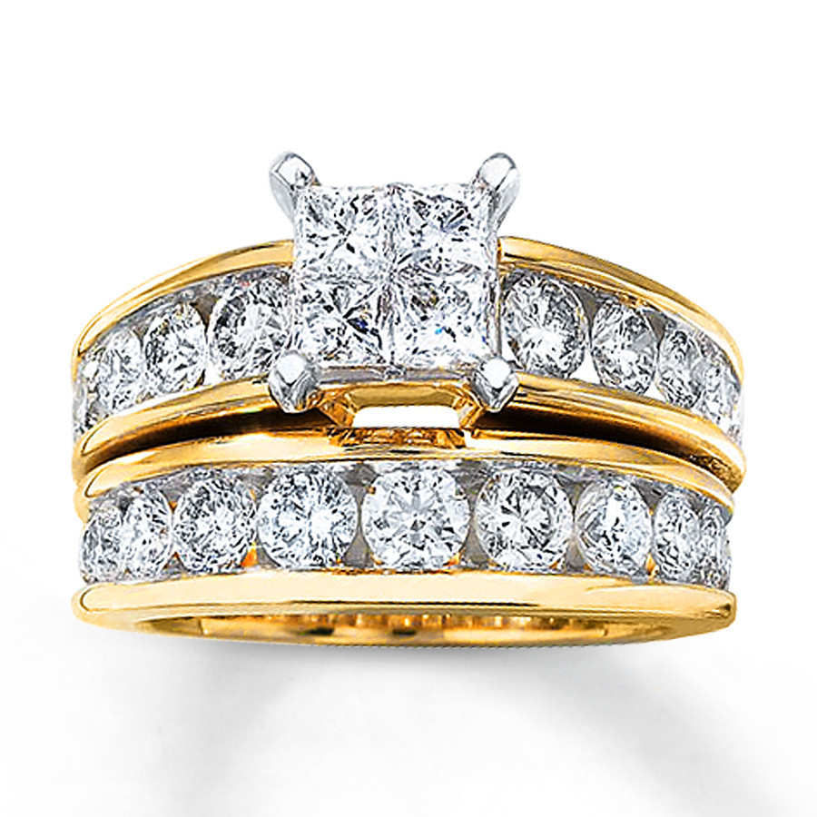14k Gold Wedding Ring Sets
 Diamond Bridal Set 3 Carats tw 14K Yellow Gold