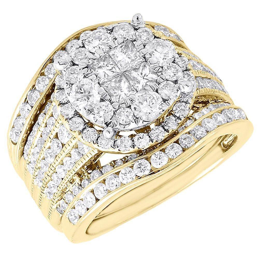14k Gold Wedding Ring Sets
 Diamond Bridal Set La s 14K Yellow Gold 3 Piece Princess