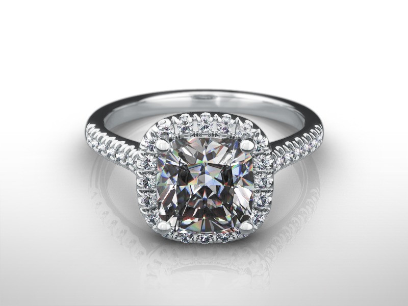 2 Carat Cushion Cut Diamond Engagement Ring
 2 carat E VVS2 Cushion Cut Halo Diamond Wedding Engagement