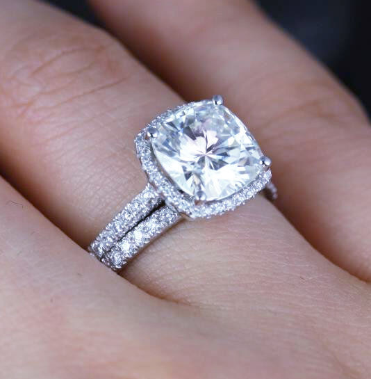 2 Carat Cushion Cut Diamond Engagement Ring
 Platinum 3 33 Ct Cushion Cut Halo Diamond Engagement Ring