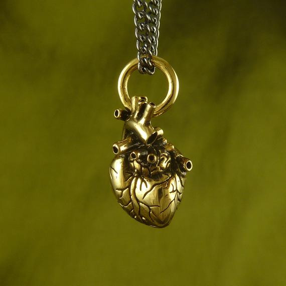 24 Karat Gold Necklace
 Gold Heart Necklace Small 24 Karat Gold Plated Anatomical