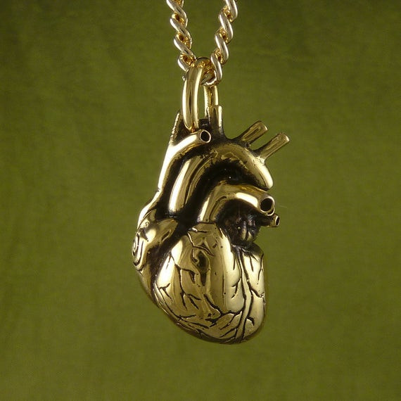 24 Karat Gold Necklace
 Anatomical Heart Necklace 24 Karat Gold Plated by LostApostle