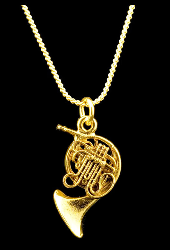 24 Karat Gold Necklace
 French Horn Scaled Replica Jewelry Necklace 24 Karat Gold