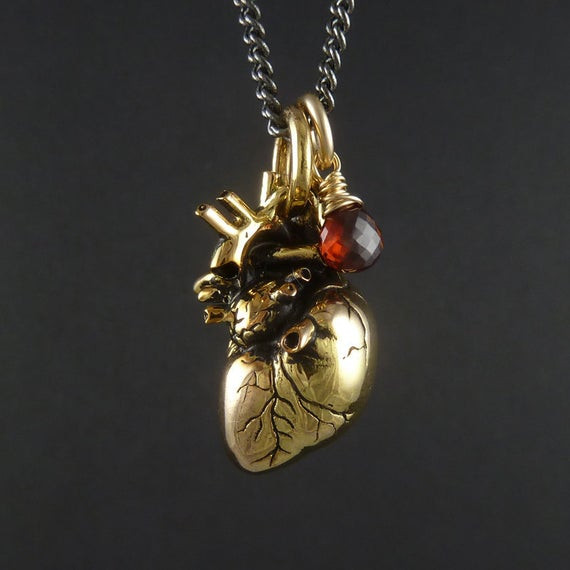 24 Karat Gold Necklace
 Anatomical Heart Necklace 24 Karat Gold Plated Heart Pendant