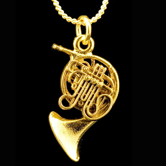 24 Karat Gold Necklace
 French Horn Scaled Replica Jewelry Necklace 24 Karat Gold