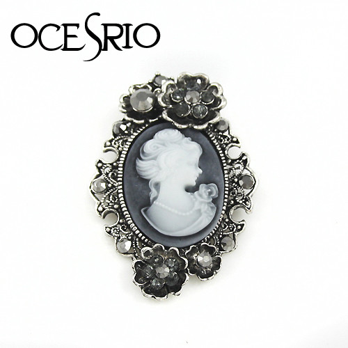 Acrylic Brooches
 Silver plated Cameo brooch pins brooches for women