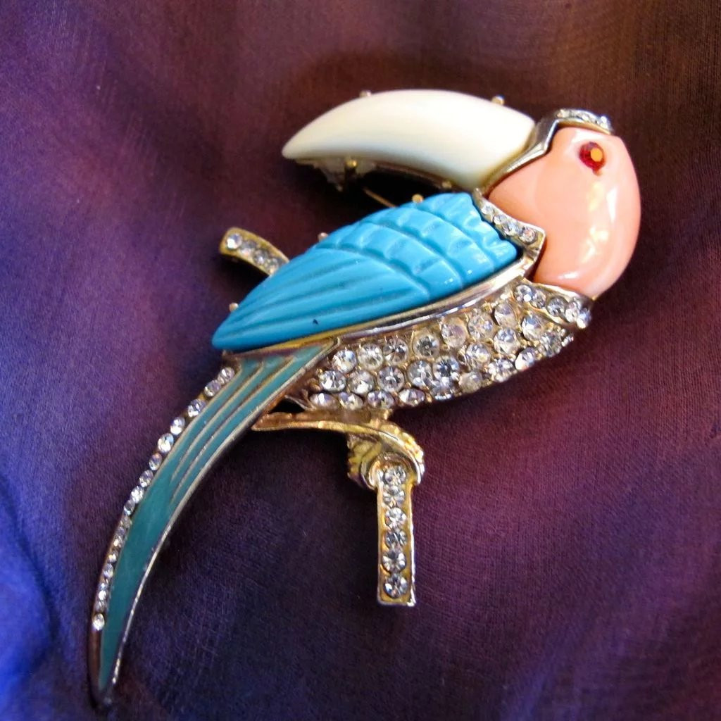 Acrylic Brooches
 Vintage Lucite Toucan Brooch Book Piece 2Hearts
