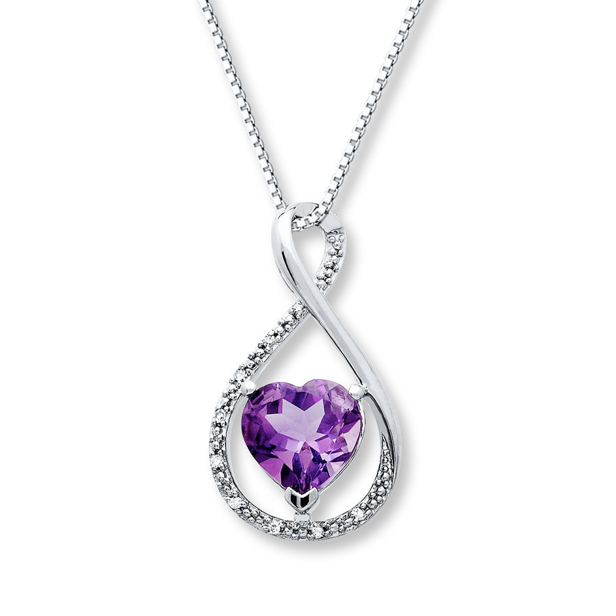 Amethyst Heart Necklace
 Amethyst Heart Necklace Diamond Accents Sterling Silver