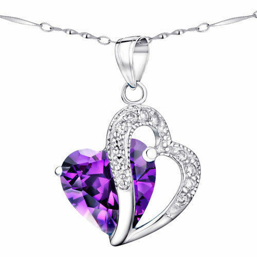 Amethyst Heart Necklace
 5 66 Ct Amethyst Heart Cut Gemstone Pendant Necklace