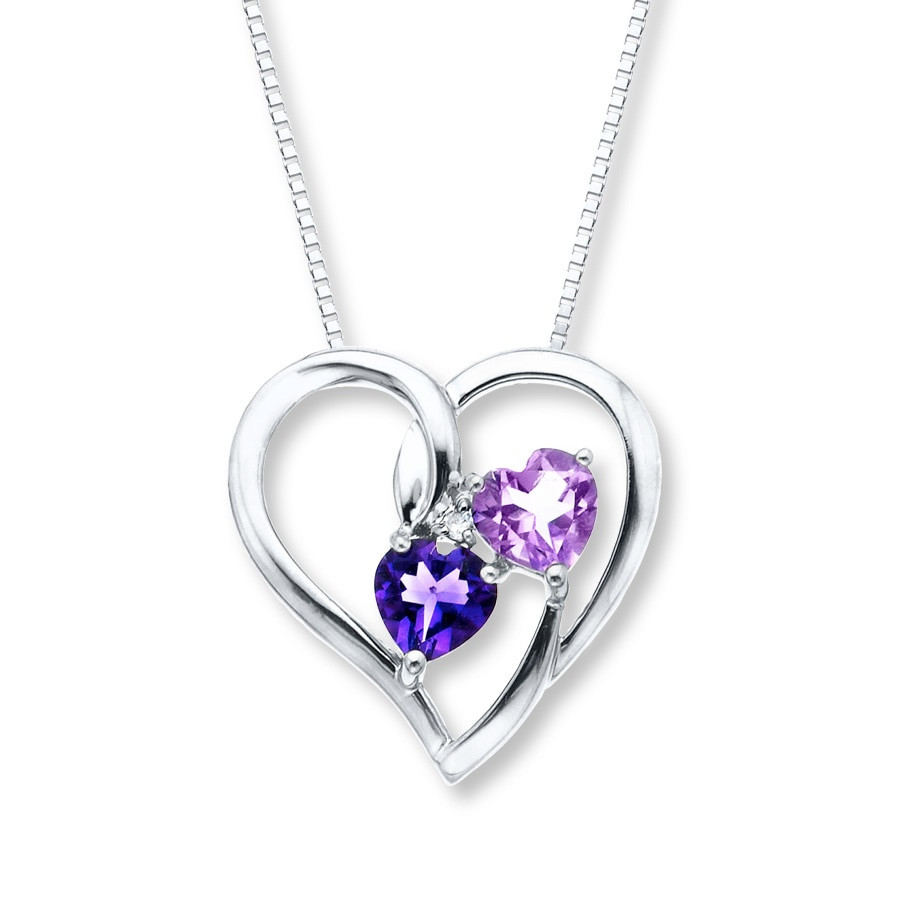 Amethyst Heart Necklace
 Amethyst Heart Necklace Diamond Accent Sterling Silver