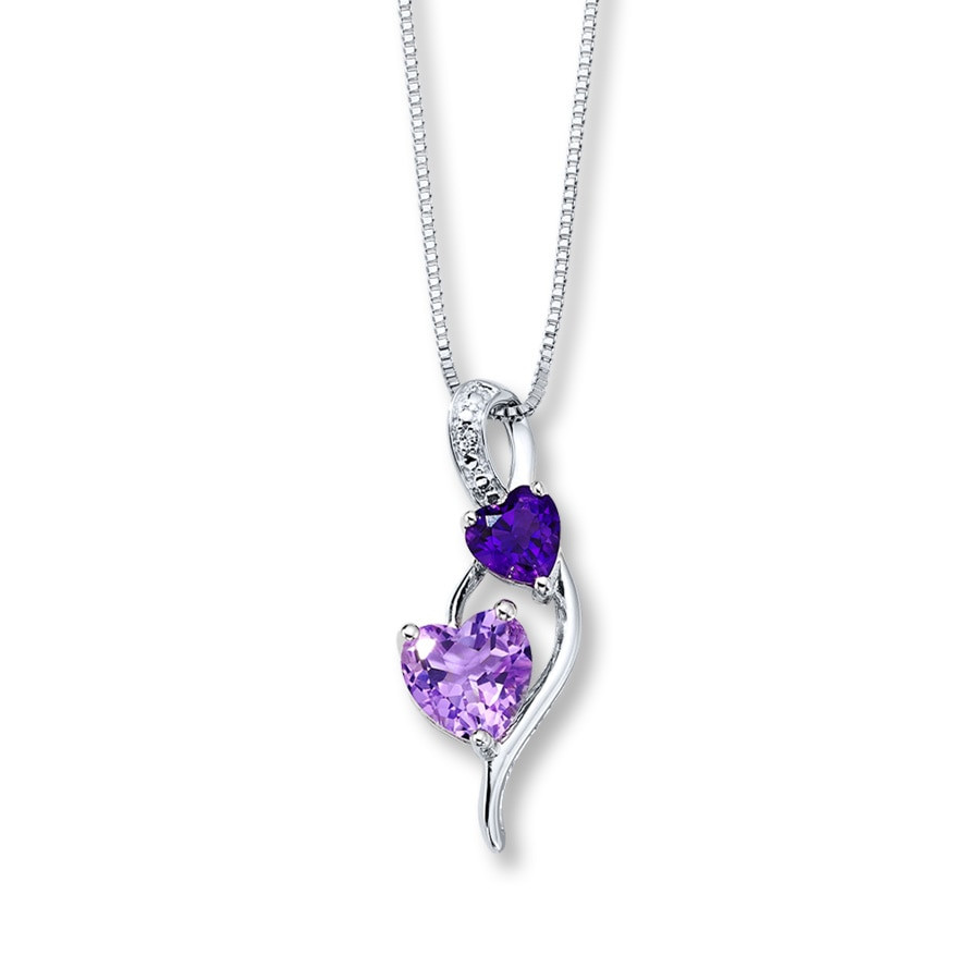 Amethyst Heart Necklace
 Amethyst Heart Necklace Diamond Accent Sterling Silver