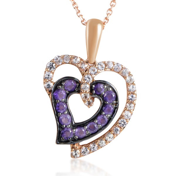 Amethyst Heart Necklace
 Shop LeVian Women s 14K Rose Gold White Sapphire