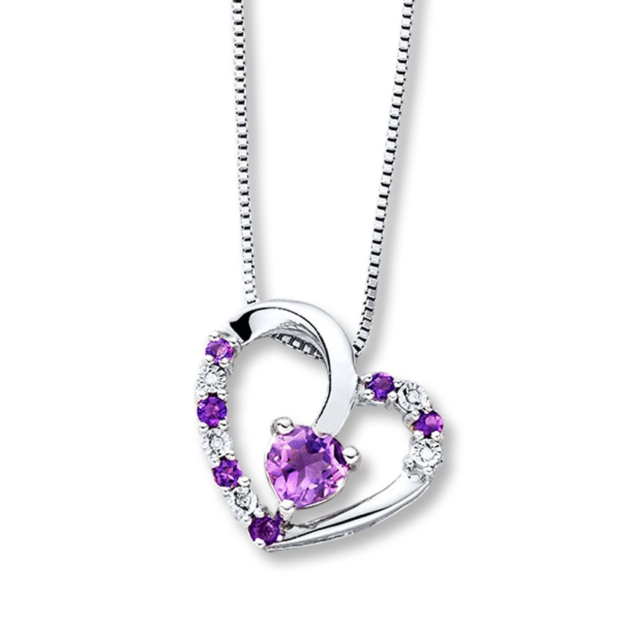 Amethyst Heart Necklace
 Amethyst Heart Necklace Diamond Accents Sterling Silver