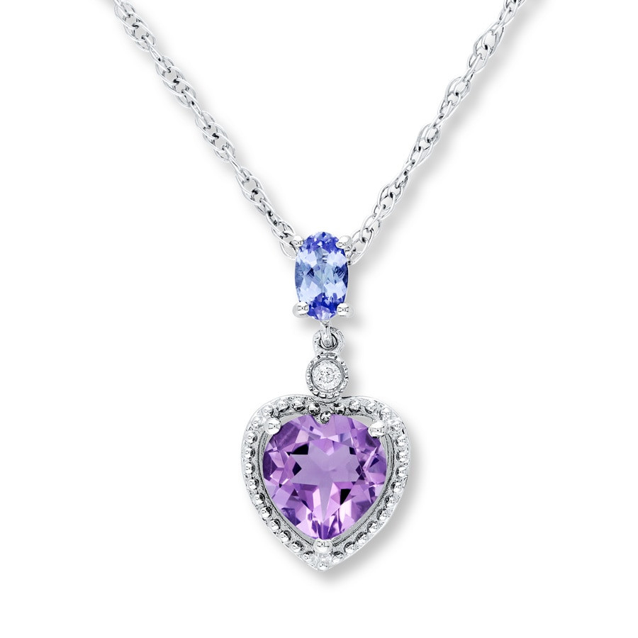 Amethyst Heart Necklace
 Amethyst Heart Necklace Tanzanite & Diamond Sterling
