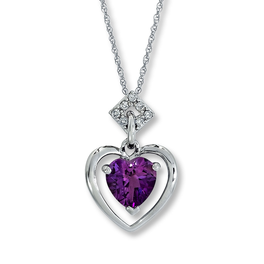 Amethyst Heart Necklace
 Amethyst Necklace Heart shaped with Diamond 10K White Gold