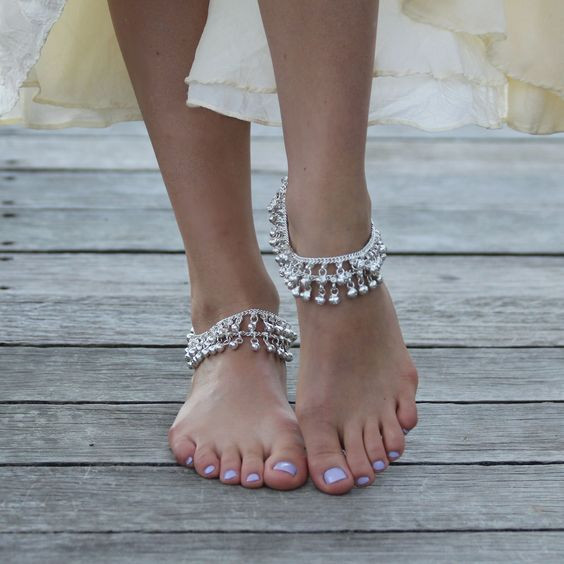 Anklet For Bride
 Picture silver layered chain anklets with silver beads
