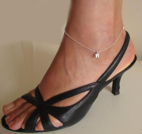 Anklet Initial
 Initial Charm Ankle Bracelet Sterling Silver by NadinGlassico