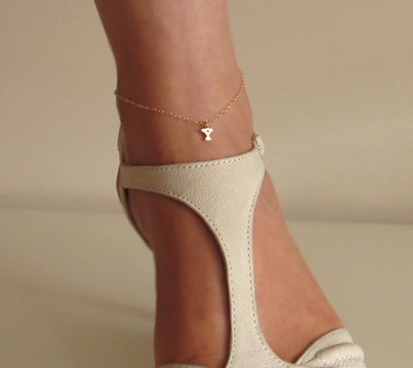 Anklet Initial
 Gold Initial Anklet Ankle charm Bracelet Foot jewelry