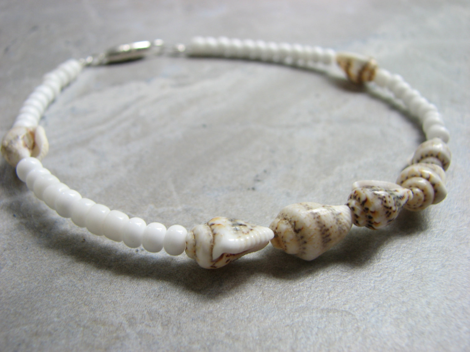 Anklet Seashell
 White Seashell Anklet Bead Sea Shell Ankle by Bits fTheBeach