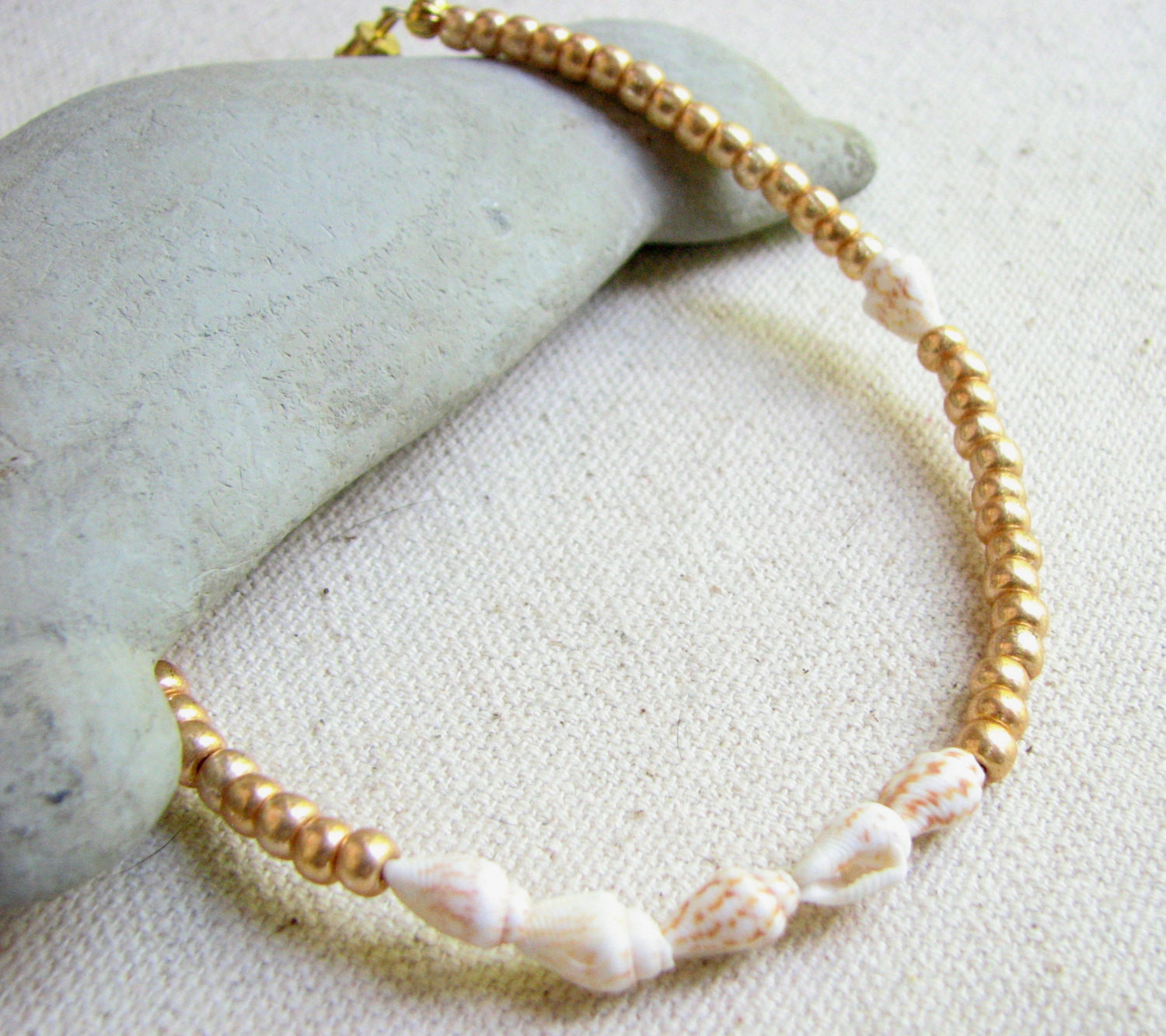 Anklet Seashell
 Gold Bead Seashell Anklet Sea Shell Jewelry Beach Wedding