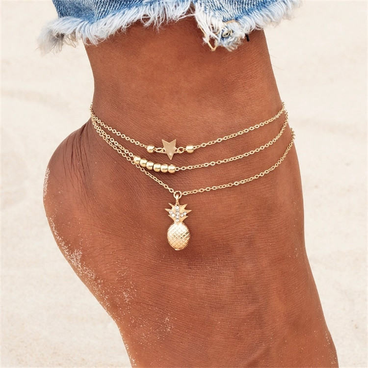 Anklet Style
 Ankle Chain Pineapple Pendant Anklet Beaded 2019 Summer