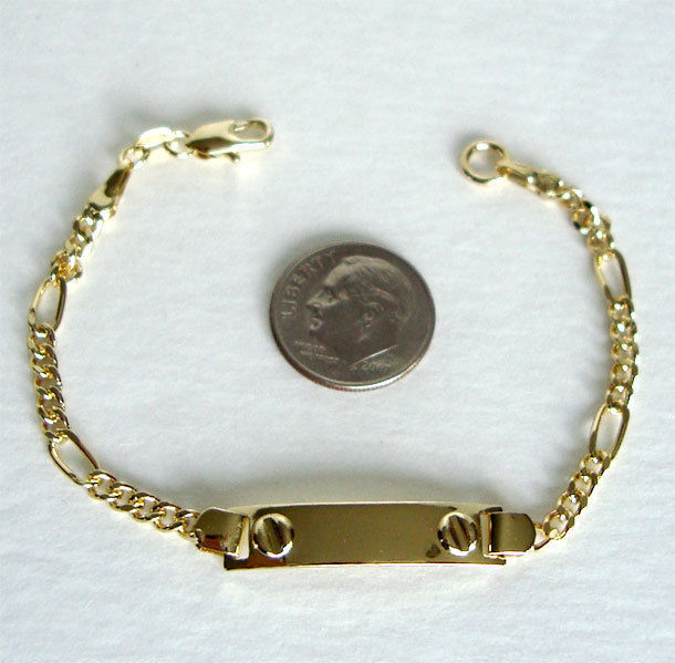 Baby Boy Bracelets
 14k Gold Plated Chain Bracelets with Blank Plate for Small