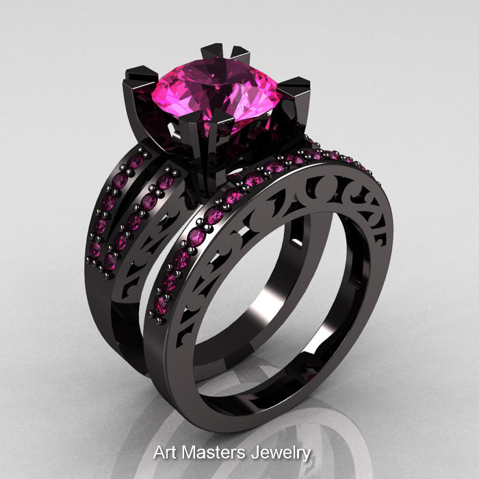 Black And Pink Wedding Ring Sets
 ClassicEngagementRing Blog Modern Vintage 14K Black