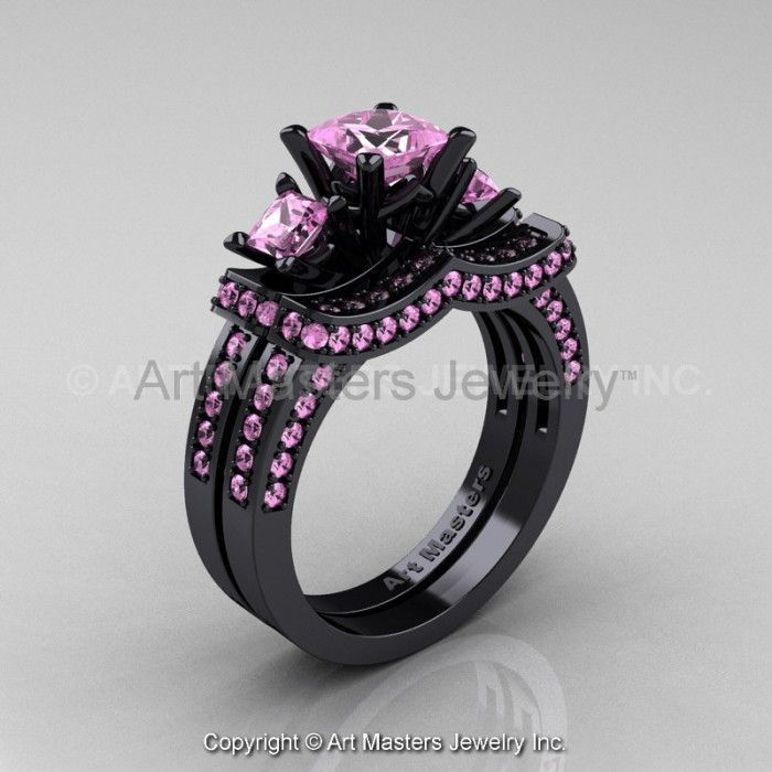 Black And Pink Wedding Ring Sets
 Pink Diamond Wedding Ring Set