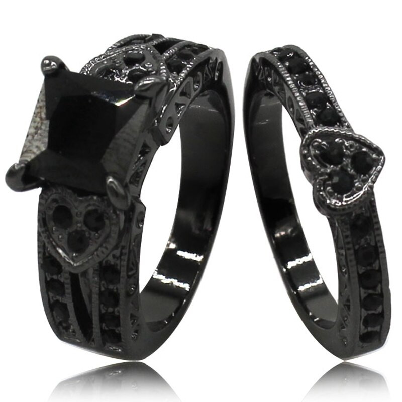 Black Onyx Wedding Ring Sets
 Aliexpress Buy Size 5 to 11 Black Princess Cut yx