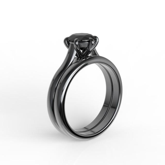 Black Onyx Wedding Ring Sets
 10k Black Gold Wedding Band And Engagement Ring Set 7mm