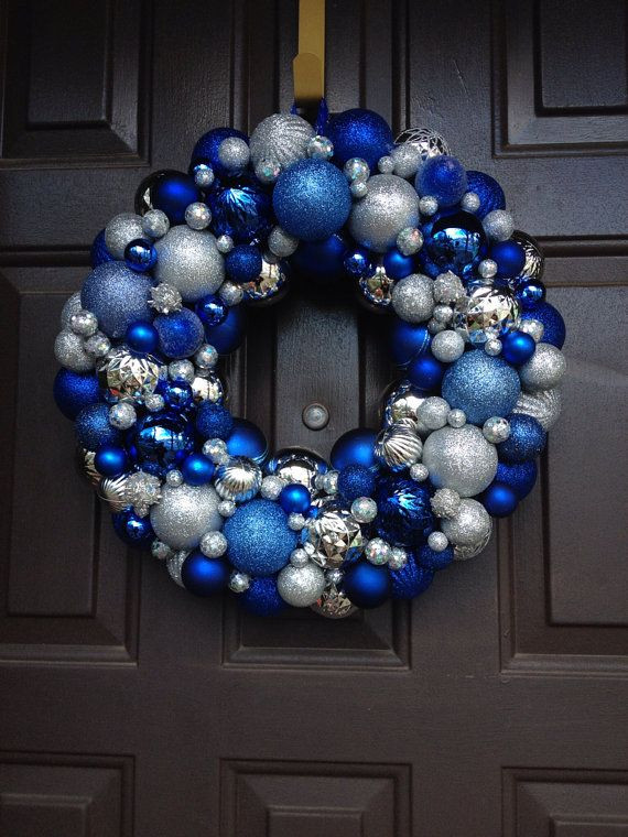 Blue Christmas Decor
 Beautiful blue and silver Christmas Ornament Wreath
