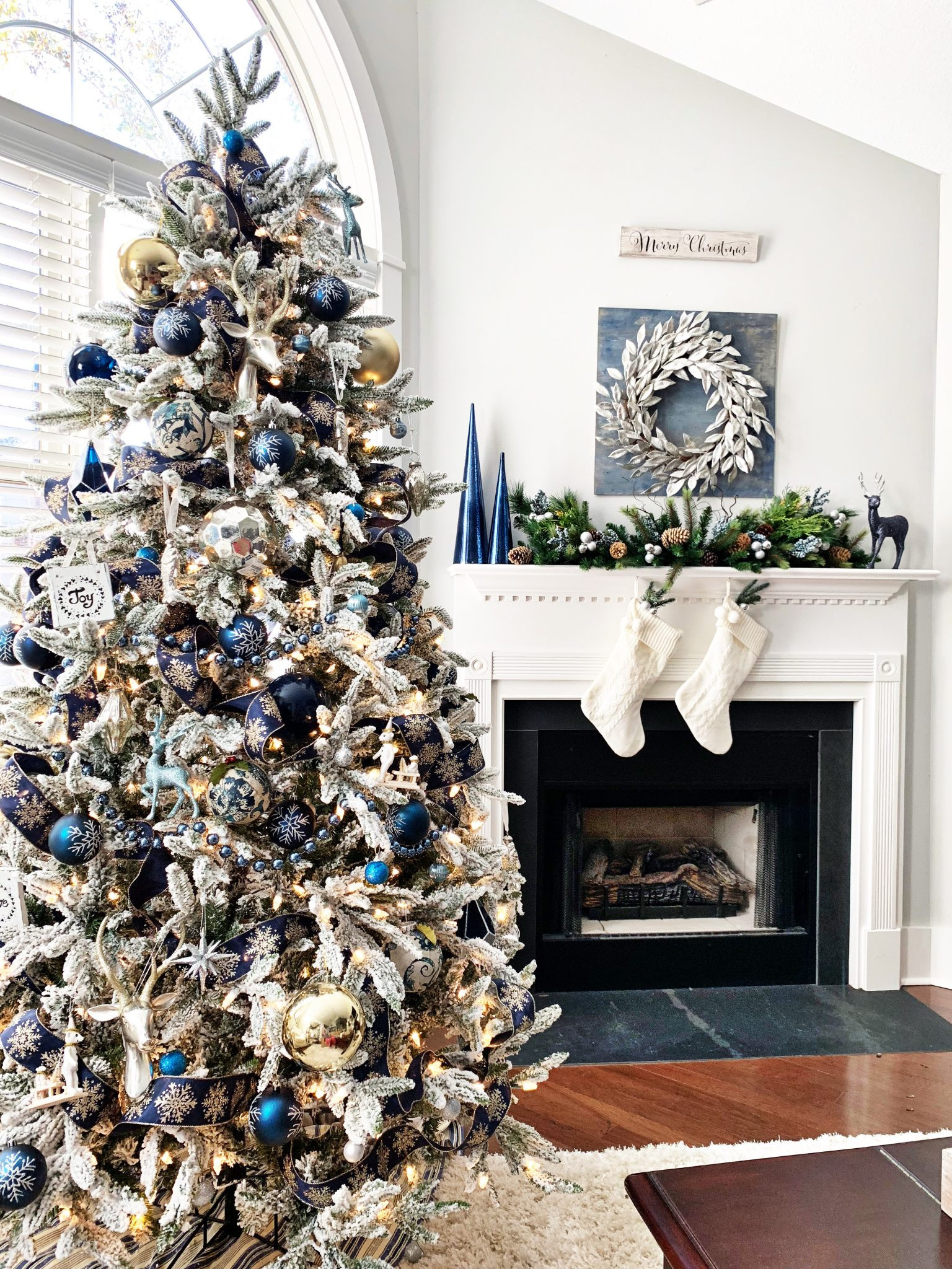Blue Christmas Decor
 Blue and Silver Christmas Tree for the Living Room 2