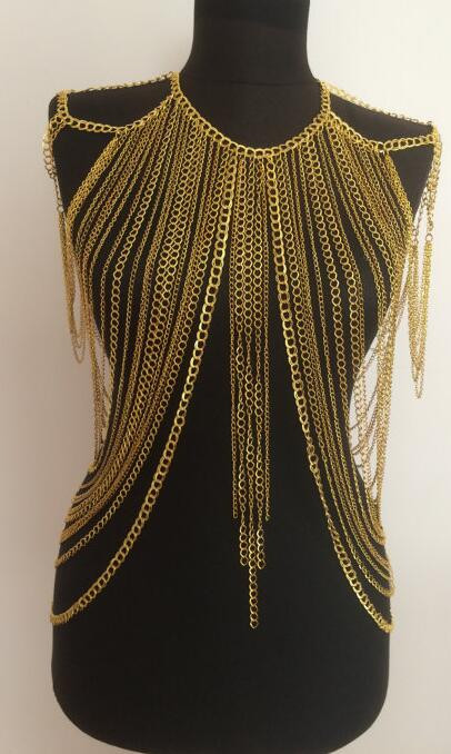 Body Jewelry Shoulder
 gold body chain body harness body necklace shoulder