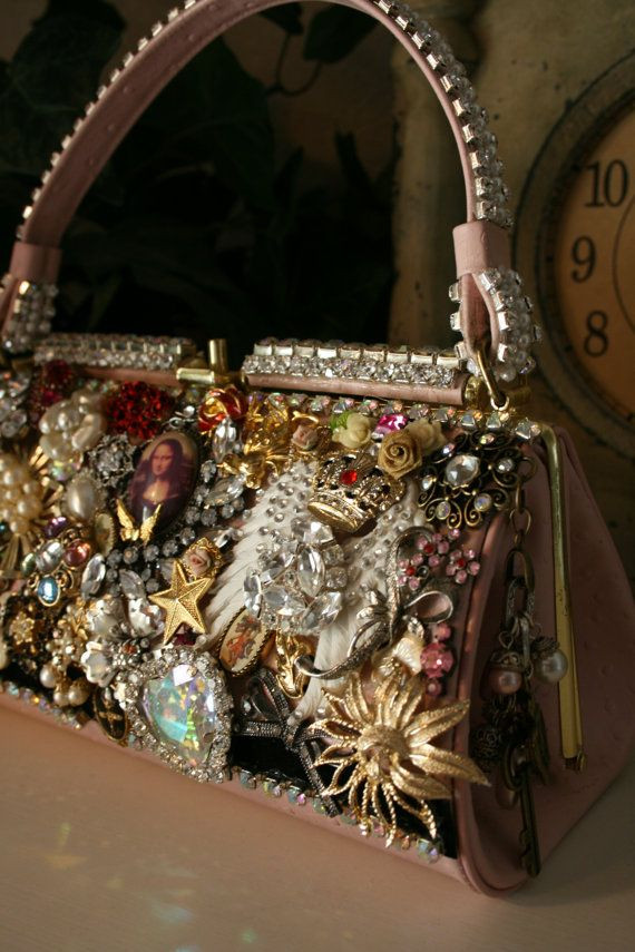 Brooches Bag
 vintage jewelry brooches on handbag old bag at tag